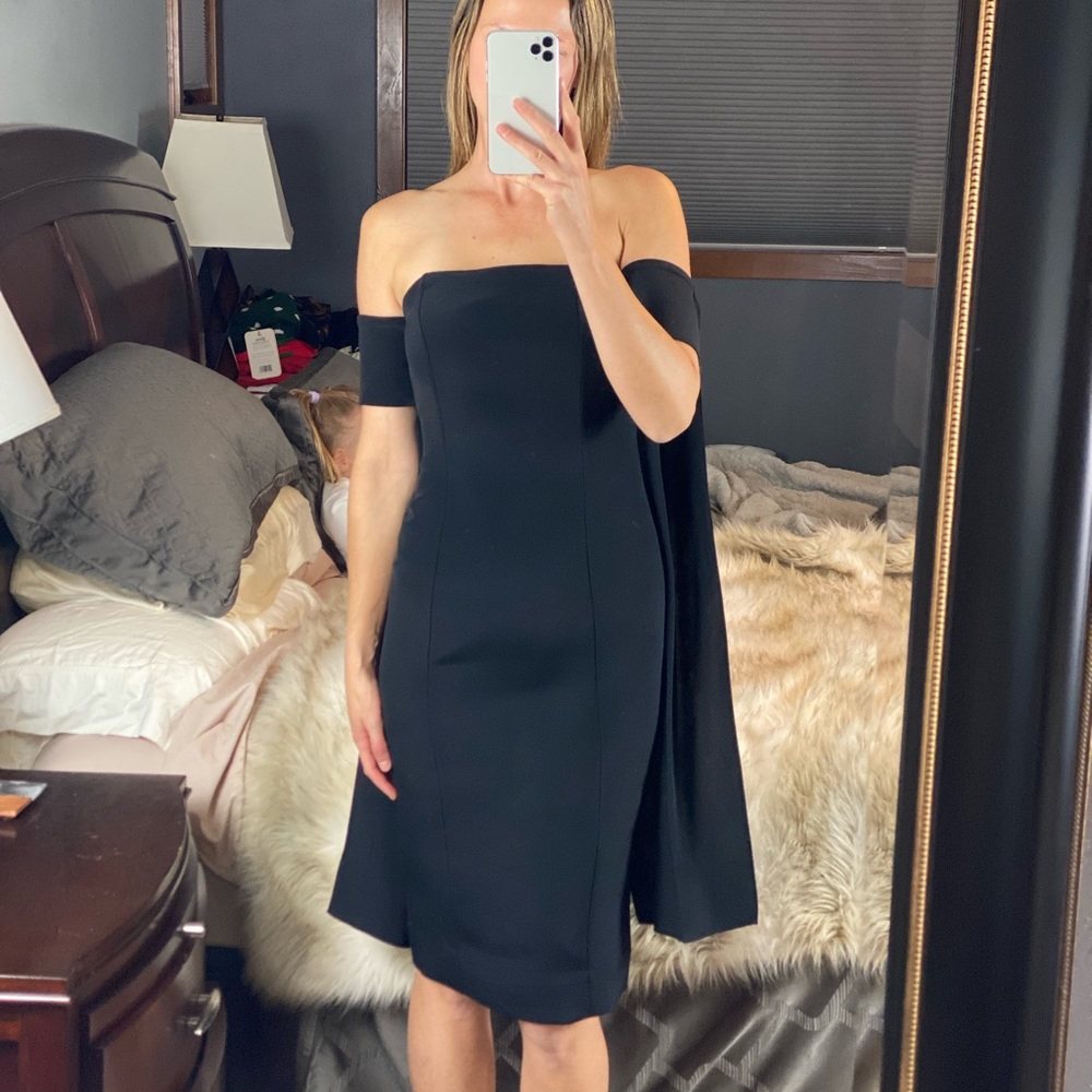 Misha Off-The-Shoulder Black Mini Dress, Small Size 4